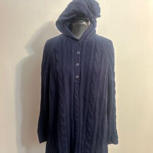 Derek Plus Navy Blue 1/4 snap closure Cable knit hoodie sweater, size 3X